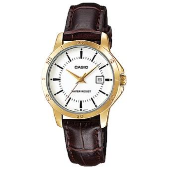 Casio Analog Watch - Jam Tangan Wanita - Cokelat Gold - Strap Kulit - LTP-V002GL-7AUDF  