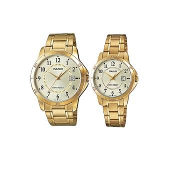 Casio Couple Watch Jam Tangan Couple - Gold - Strap Stainless Steel - V004G-9BUDF  