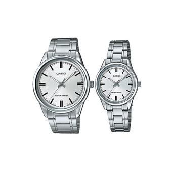 Casio Couple Watch Jam Tangan Couple - Silver - Strap Stainless Steel - V005D-7AUDF  