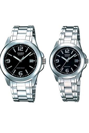 Casio Couple Watch Jam Tangan Couple - Silver - Strap Stainless Steel - 1215A-1A  