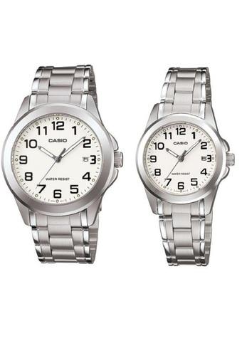 Casio Couple Watch Jam Tangan Couple - Silver - Strap Stainless Steel - 1215A-7B2  