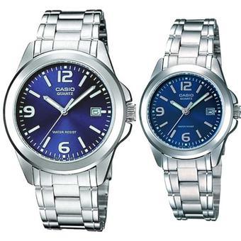 Casio Couple Watch Jam Tangan Couple - Silver - Strap Stainless Steel - 1215A-2A  