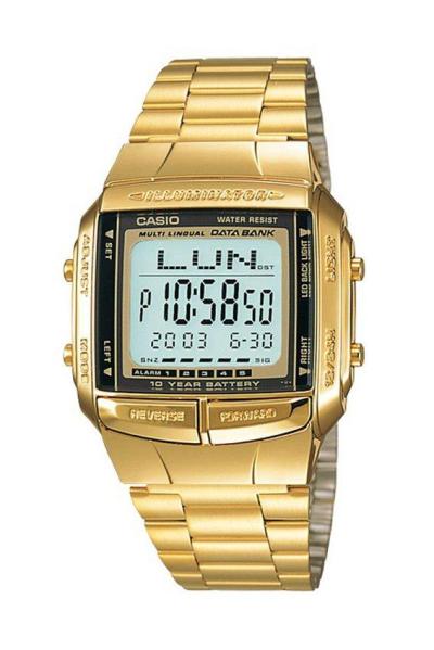 Casio Data Bank DB-360G-9A Jam Tangan Unisex Strap Stainless Steel - Gold