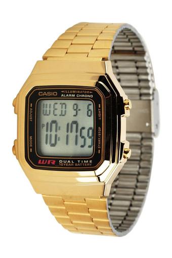 Casio Data Bank Jam Tangan Wanita - Gold - Strap Stainless Steel - A-178WGA-1A  