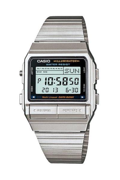 Casio Data BankDB-380-1Jam Tangan UnisexStrap Stainless Steel - Silver