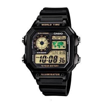 Casio Digital AE-1200WH-1BVDF - Jam Tangan Pria - Hitam - Tali Resin  