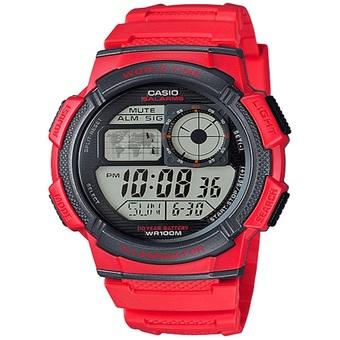 Casio Digital Jam Tangan Pria - Merah - Strap Karet - AE-1000W-4A  