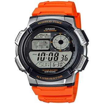 Casio Digital Jam Tangan Pria - Orange - Strap Karet - AE-1000W-4B  