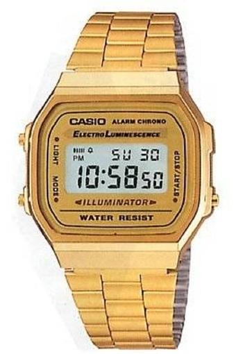 Casio Digital Jam Tangan Wanita - Gold - Strap Rantai- A-168WG-9W  