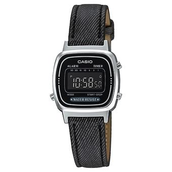 Casio Digital Jam Tangan Wanita - Hitam - Strap Kulit - LA-670WL-1B  