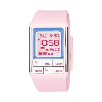 Casio Digital Jam Tangan Wanita - Merah Muda - Strap Karet - LDF-51-4A  