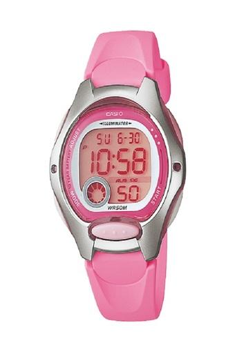 Casio Digital Jam Tangan Wanita - Merah Muda - Strap Karet - LW-200-4B  