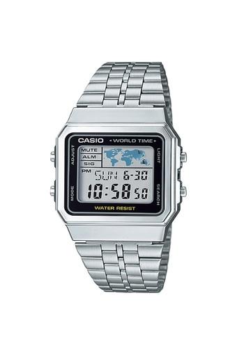 Casio Digital Jam Tangan Wanita - Silver - Strap Rantai - A-500WA-1D  