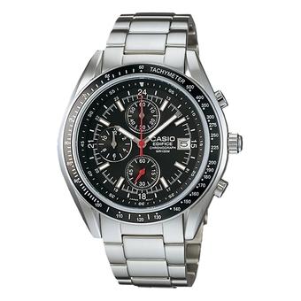 Casio EDIFICE EF-503D-1AVDF - Jam Tangan Pria - Silver Hitam - Stainless Steel  