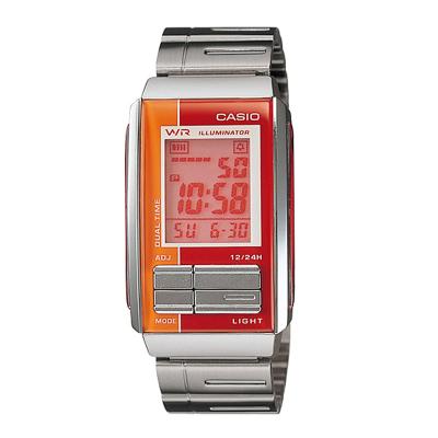 Casio Futurist LA-201W-4A Jam Tangan Wanita - Abu-abu / Merah Orange