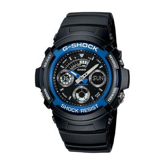 Casio G-Shock AW-591-2A - Jam Tangan Pria - Hitam-Biru - Karet  