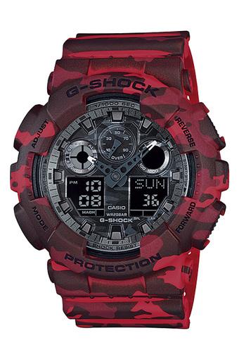 Casio G-Shock Men's Red Resin Strap Watch GA-100CM-4A  