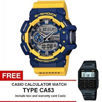 Casio G-Shock Watch Jam Tangan Pria - Kuning - Strap Karet - GA-400-9BDR+ Gratis Casio Calculator Watch CA53  