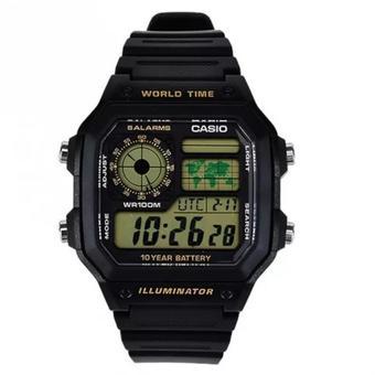 Casio Jam Tangan AE-1200WH-1AVDF - Hitam - Stainless Steel & Resin  