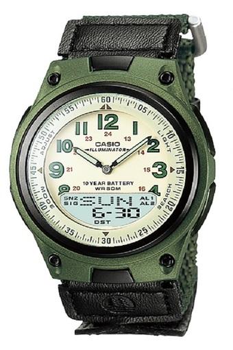 Casio - Jam Tangan Pria - Hijau - Strap Kanvas - AW-80V-3B  