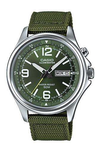 Casio Jam Tangan Pria - Hijau - Strap Kanvas - MTP-E201-3B  