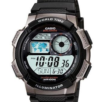 Casio Jam Tangan Pria - Hitam - Rubber Strap - AE-1000W-1BV  