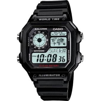 Casio - Jam Tangan Pria - Hitam - Strap Karet - AE-1200WH-1A  