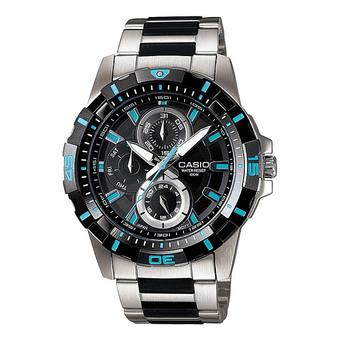 Casio Jam Tangan Pria MTD-1071D-1A1VDF - Silver hitam  