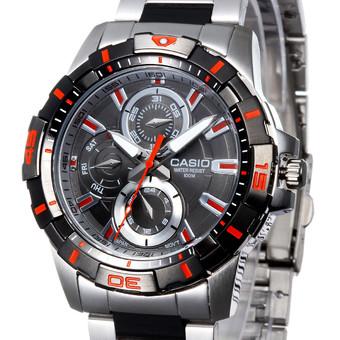 Casio Jam Tangan Pria MTD-1071D-1A2VDF - Silver hitam  