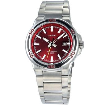 Casio Jam Tangan Pria MTP-1329D-5AVDF - Silver Merah  