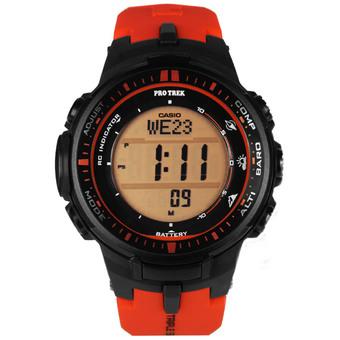 Casio Jam Tangan Pria PRW-3000-4DR - Hitam orange  