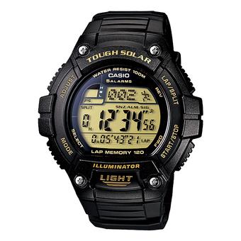 Casio Jam Tangan W-S220-9a Pria Strap Karet Tough Solar - Tenaga Surya - Hitam  