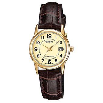 Casio - Jam Tangan Wanita - Cokelat Emas - Strap Kulit - LTP-V002GL-9BUDF  