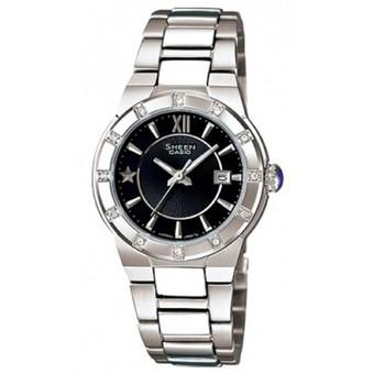 Casio Jam Tangan Wanita Sheen SHE-4500D-1ADR - Silver hitam  