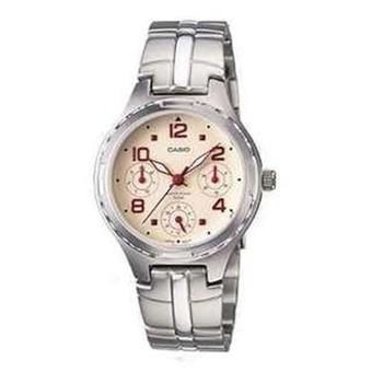 Casio LTP-2064A-7A2-Jam Tangan Wanita-Silver Merah-Stainless Steel  