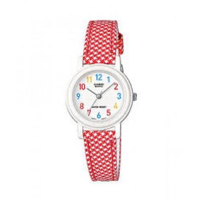 Casio Ladies Analog LQ-139LB-4BDF Jam Tangan Wanita Leather/Cloth Bands - Red