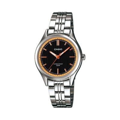 Casio Ladies Analog LTP-E104D-1AVDF Jam Tangan Wanita Stainless Steel - Black