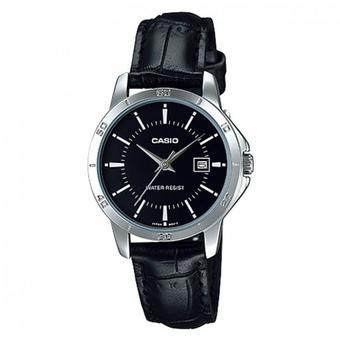 Casio Ladies Analog LTP-V004L-1AUDF - Jam Tangan Wanita - Genuine Leather - Hitam  