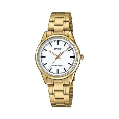 Casio Ltp v005g 7audf jam tangan wanita-kuning emas