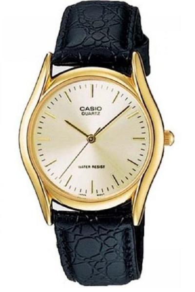 Casio MTP-1094Q-7A - Analog Watch - Jam Tangan Unisex - Genuine Leather Band - Hitam