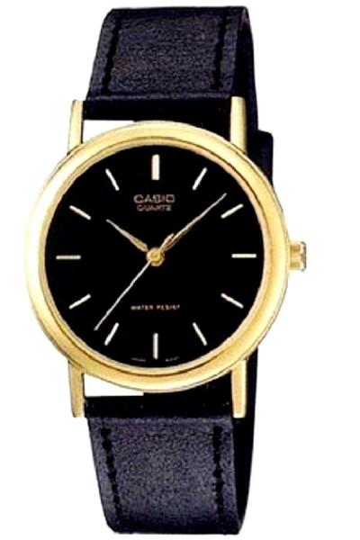 Casio MTP-1095Q-1A - Analog Watch - Jam Tangan Unisex - Genuine Leather Band - Hitam