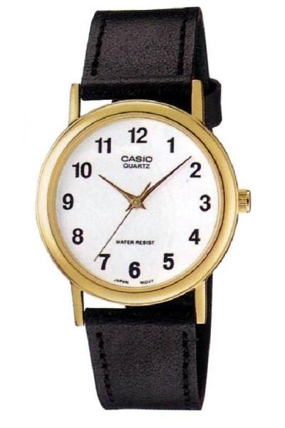 Casio MTP-1095Q-7B - Analog Watch - Jam Tangan Unisex - Genuine Leather Band - Hitam