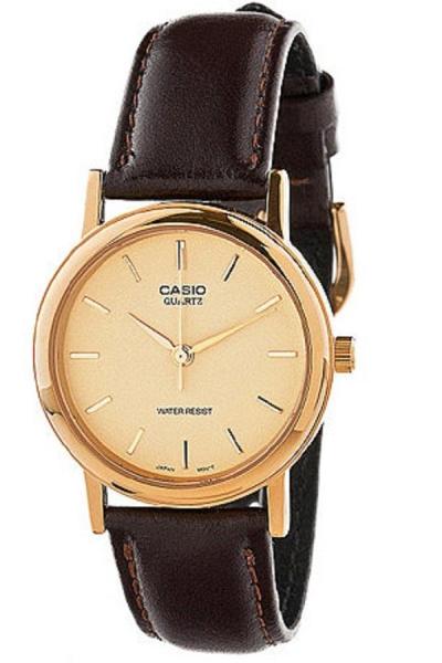 Casio MTP-1095Q-9A - Analog Watch - Jam Tangan Unisex - Genuine Leather Band - Cokelat