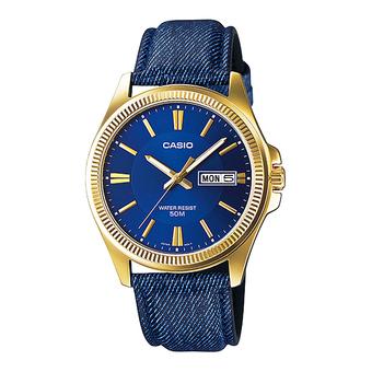 Casio MTP-E111GBL-2AV - Jam Tangan Pria - Biru - Tali Kulit  