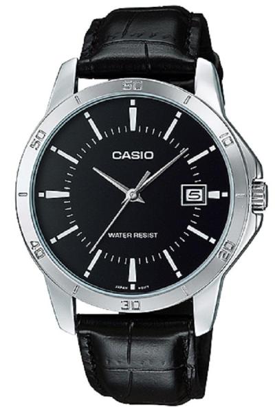 Casio MTP-V004L-1AUDF - Analog Watch - Jam Tangan Pria - Strap Kulit - Hitam