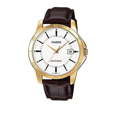 Casio Man Analog MTP-V004GL-7AUDF Jam Tangan Pria Genuine Leather - Brown