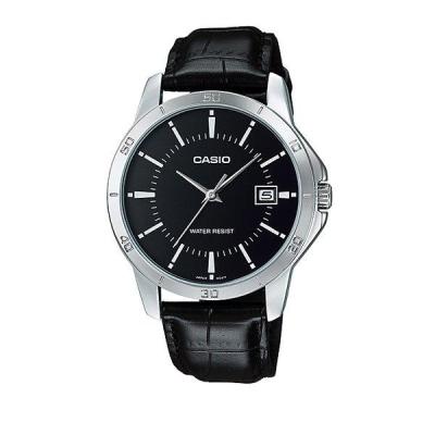 Casio Man Analog MTP-V004L-1AUDF Jam Tangan Pria Genuine Leather - Black