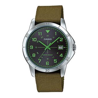 Casio Men's MTP-V008B-3B - Jam Tangan Pria - Hijau - Kanvas  