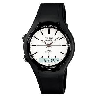 Casio Original - Jam Tangan Pria - Dual Time - Strap Rubber -AW-90H-7EV  