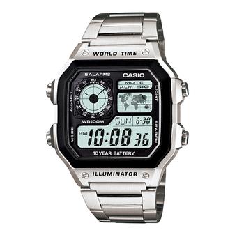 Casio Original Jam Tangan Pria - Stainless - Silver - AE-1200WHD-1AV  